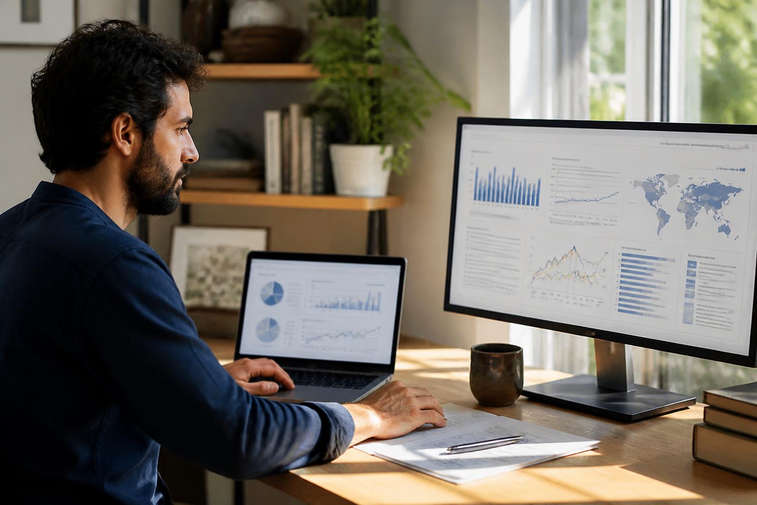Researcher turning detailed analysis into a live digital report